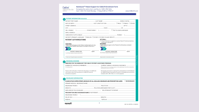 HemAssist Patient Enrollment Form